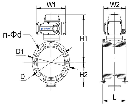 電動通風蝶閥安裝尺寸圖
